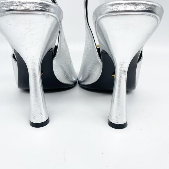 Versace Women's Metallic Medusa Buckle Slingback Sandals Silver EU 37 US 7 - Picture 10 of 11
